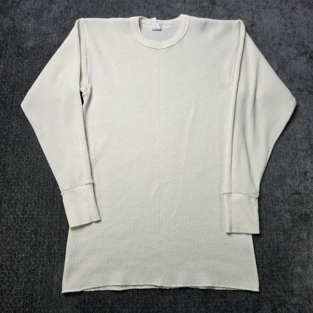 Vtg Indera Long John Thermal Shirt Mens XXL 2XL White Waffle Knit Warm Base